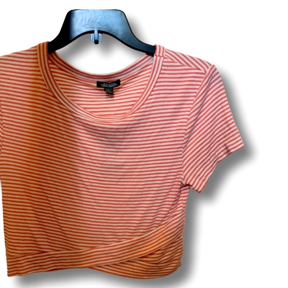 Orange & White Striped Crop Top